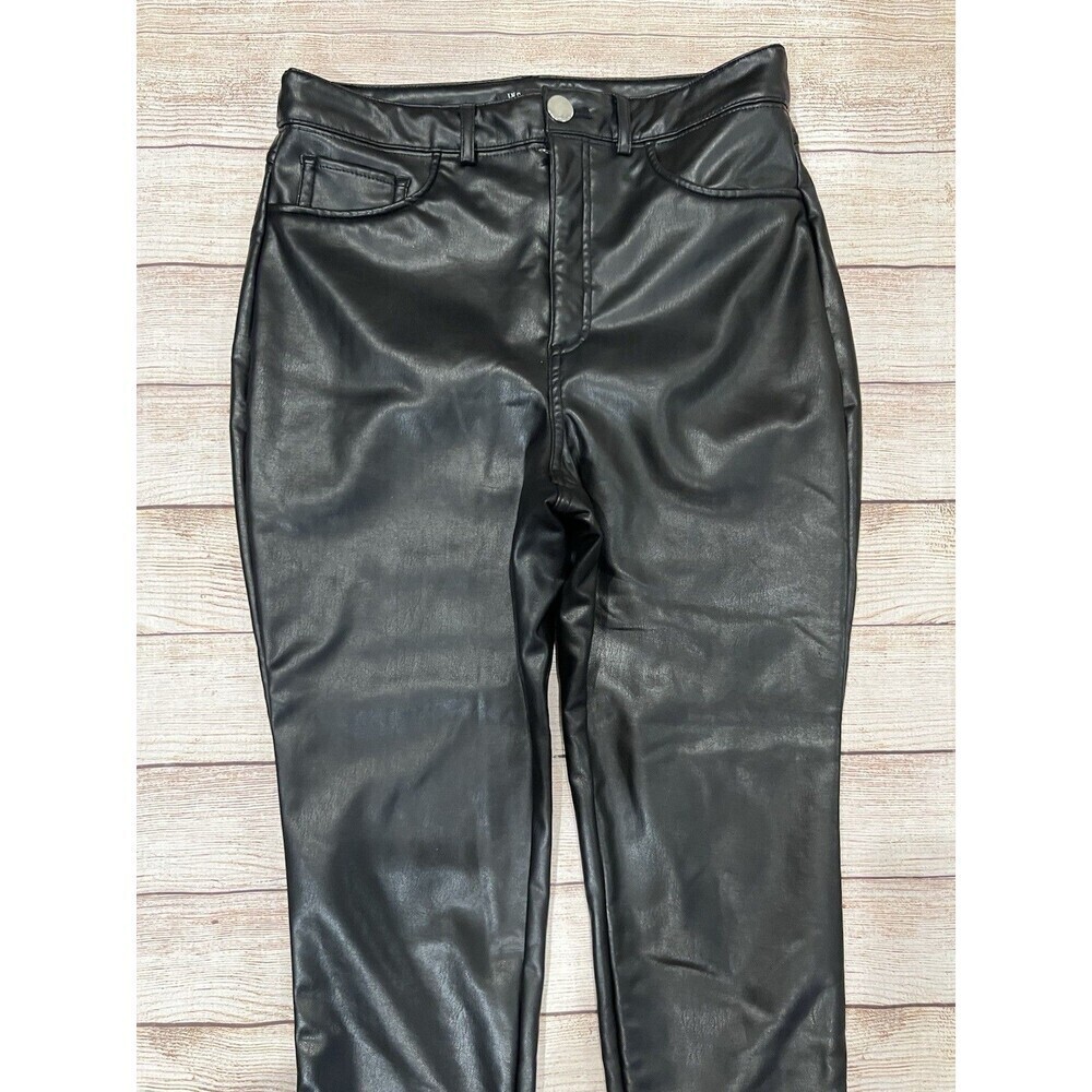 INC International Concepts Women's Black Faux Leather Pants Button Zipper Size 8 - Picture 2 of 7
